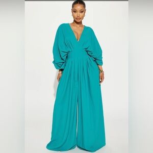 Fashion Nova Women’s Teal Jumpsuits Size 2X Wide Leg New with Tag
